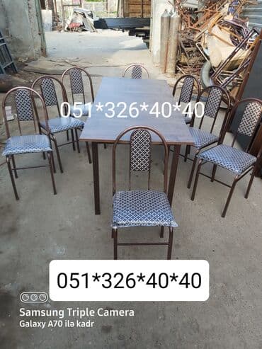 Masa və oturacaq dəstləri: Qonaq otağı üçün, Yeni, Açılan, Dördbucaq masa, 1 stul — 2