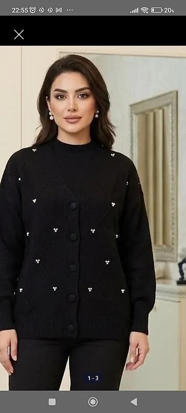jordan jaket: Qadın kardiqanı – qara rəng Geyinilmemiş,tezedir - Model: düyməli — 1