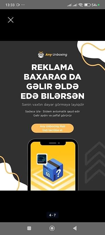 şebeke pencere: Xidmət: Any Unboxing – reklam izləyərək gəlir qazanma və sürpriz qutu — 4