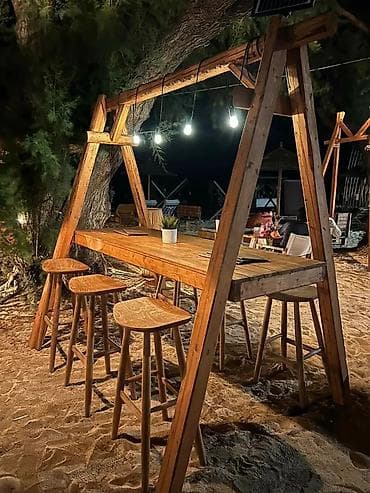 Dördbucaq masa, 6 stul, Açılmayan, Stullar ilə, Taxta