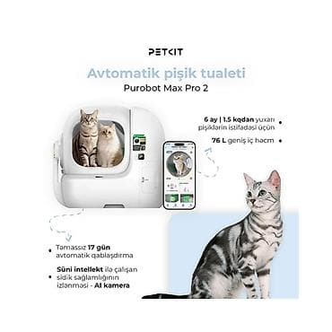 ev kamera: 🐱 Petkit Purobot MAX Pro 2 (P9904 Pro2) – Ağıllı Özünü Təmizləyən — 1
