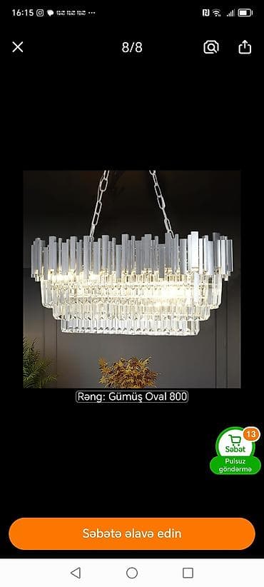 pakrival qiymetleri: Çılçıraq, 8 lampa, Metal — 2