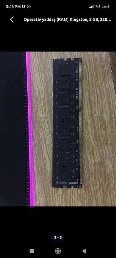 ikinci el pc: Operativ yaddaş (RAM) Kingston, 8 GB, 1600 Mhz, DDR3, PC üçün, İşlənmiş — 3