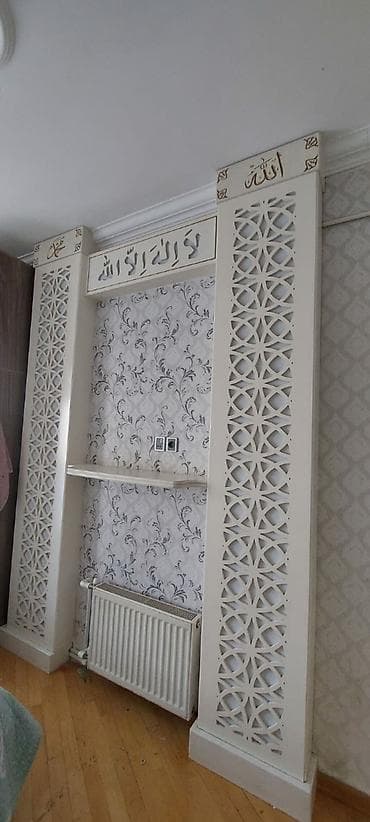 Dekorativ MDF divar paneli və rəf sistemi - Material: MDF, krem — 1