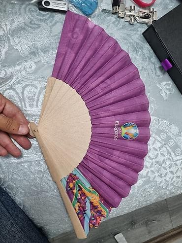 Другое: Bənövşəyi əl yelpiri – UEFA EURO 2020 dizaynlı - Material: təbii ağac — 1