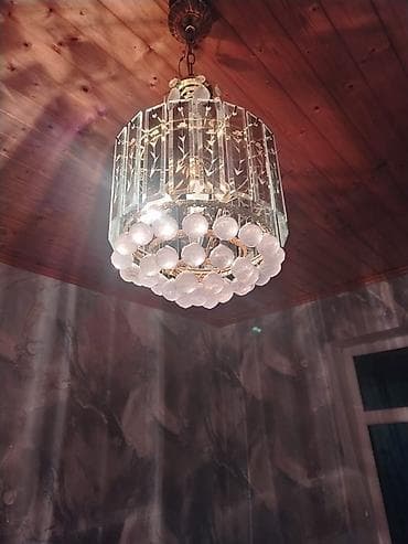xrustal vaz: Çılçıraq, 5 lampa, Xrustal — 1