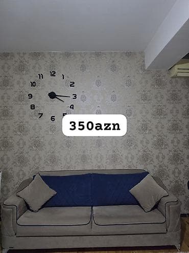 Divan – 3 nəfərlik, yumşaq parça üzlü - Rəng: bej korpus, tünd mavi
