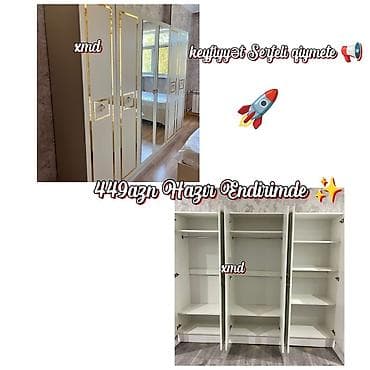 3 qapılı, Güzgülü, Ağ, Digər material, Açılan, Düz dolab