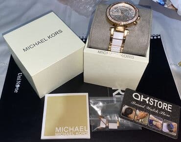Eynəklər: İşlənmiş, Qol saatı, Michael Kors, rəng - Ağ — 6