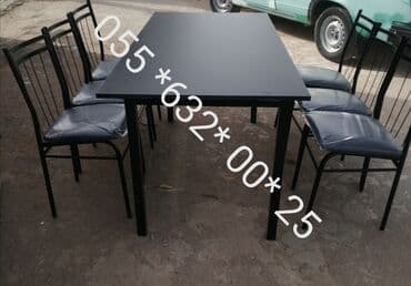 bağça üçün: Yeni, Kvadrat masa, Açılmayan, Stullar ilə, Dəri — 10