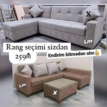 pufiklər: ✔️ Künc divanlar Yeni və sifarişlə ☑️ Qolu mebelsiz: 259₼ ✔️Ölçü — 2