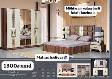 Yataq otağı dəstləri: İkinəfərlik çarpayı, Dolab, Yeni — 1