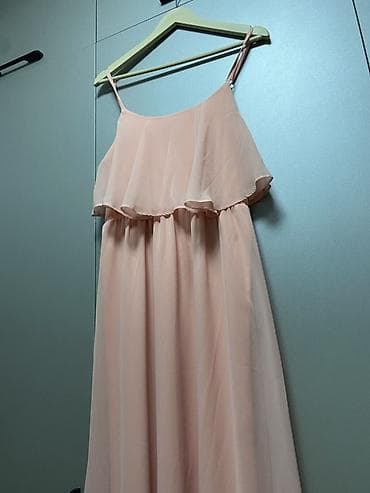 elbiseler: Şifon maxi don – şaftalı rəng - Zərif, axıcı şifon material - Nazik — 2