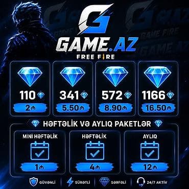 GAME.AZ – Free Fire almazları və abunə paketləri Almaz paketləri: - lalafo.az -da GAME.AZ – Free Fire almazları və abunə paketləri Almaz paketləri: -
