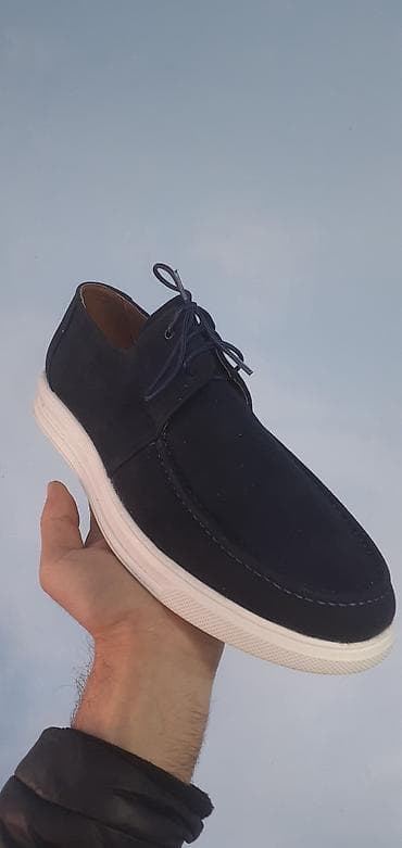 Kişi üçün gündəlik ayaqqabı – mokasin/derbi stilində - Rəng: tünd göy