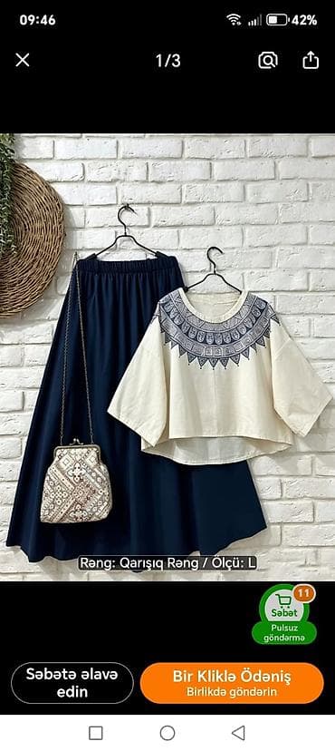 hacar desdi: Plus size-friendly iki hissəli dəst – nəfəsalan parça, elastik bel — 3