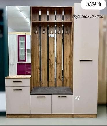 Dəhliz üçün çoxfunksiyalı mebel dəsti - Ölçü: 160 × 40 × 200 sm -