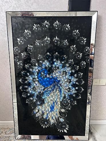 Картины и портреты: Dekorativ tablo – tavus-quşu - Material: Şüşə səth üzərində parlaq — 2