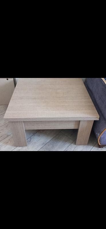 Kvadrat masa, Transformer, Təkərsiz, Teksturalı laminat, Zəmanətsiz — 1