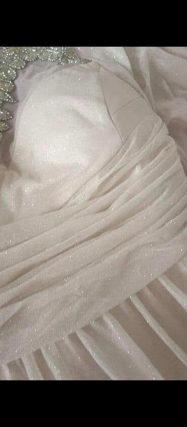 вечернее платье шифоновый: Krem rəngli, uzunqol axşam donu. Donun yuxarı hissəsi və yaxa xətti — 1