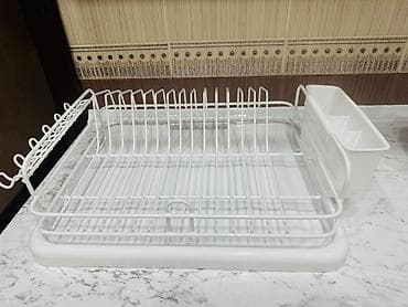 paltar qurutma asilqani: Süzgəcli qab-qacaq qurudan rəf - Rəng: ağ - Material: metal karkas — 3