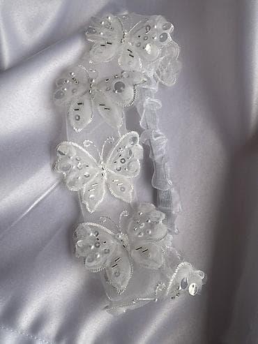 toy don: Uşaq üçün zərif baş bantı - Rəng: ağ - Material: şəffaf tül və atlas — 2