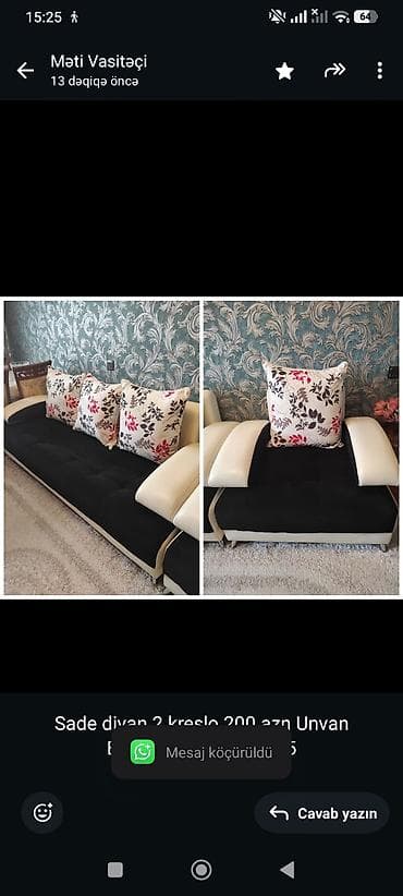 Sade divan 2 kreslo 200 azn Unvan Ehmedli. Məti 🌹 4615