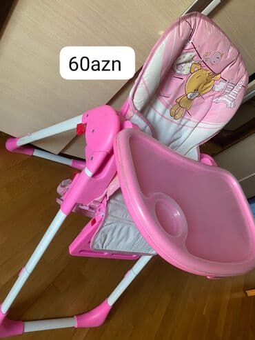 Uşaq yemək stulu - Rəng: çəhrayı-ağ - Yumşaq yastıqlı oturacaq