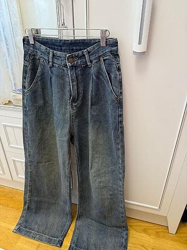 kargo şalvar: Geniş kəsimli mavi cins şalvar - Parça: Klassik denim (pambıq — 1