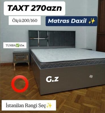 Taxt – ölçü 200×160 sm - Matras daxildir - Başlıq yumşaq panel