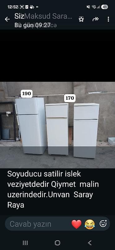 canta satışı: Mətbəx üçün 3 ədəd iki qapılı soyuducu. - Hündürlüklər: təxminən 190 — 1