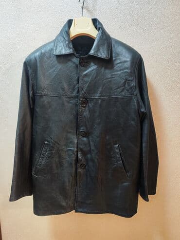 Futbolkalar: Qara rəngli kişi dəri kurtka - Material: həqiqi quzu dərisi (hamar — 1