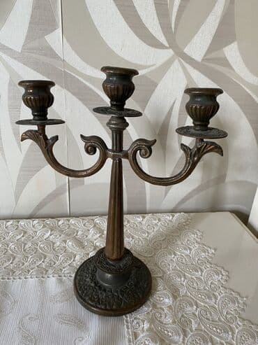 бронзовые подсвечники антиквариат: Üç şamlı klassik şamdan - Material: metal ərintisi (bürünc effektli — 1