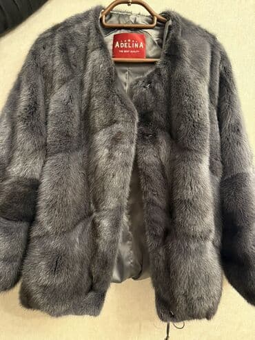Верхняя одежда: Шуба, M, L, цвет - Серый — 2