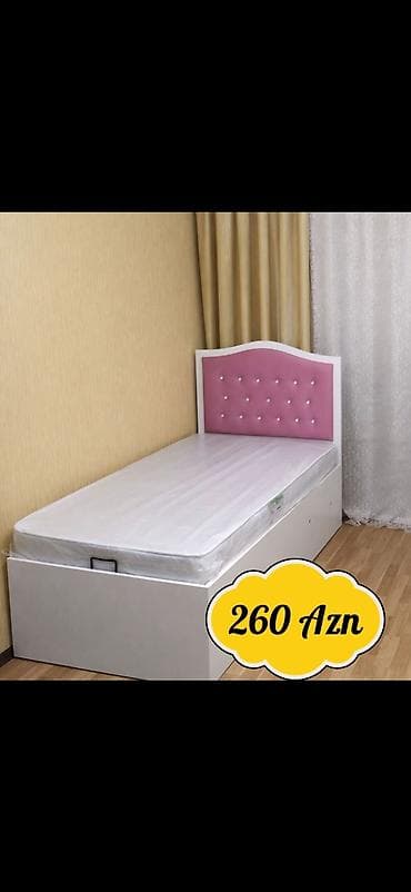 Tək nəfərlik uşaq/gənc çarpayısı – ağ korpuslu, yumşaq başlıqlı model