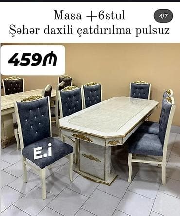 mexmer parca: Qonaq otağı üçün, Yeni, Açılmayan, Dördbucaq masa, 6 stul — 1