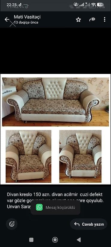 Divan kreslo 150 azn. divan acilmir cuzi defekt var gözle gorunmiyen at lalafo.az Divan kreslo 150 azn. divan acilmir cuzi defekt var gözle gorunmiyen