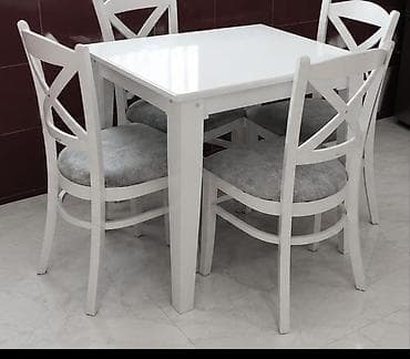 Qonaq otağı üçün, İşlənmiş, Kvadrat masa, 4 stul