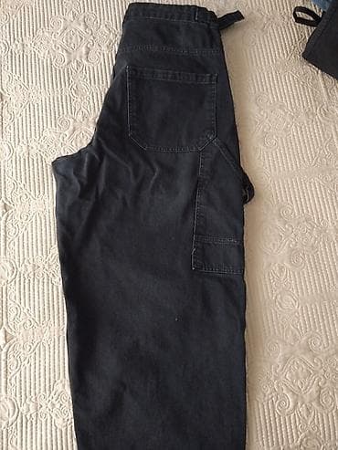 a class makasin: Qara rəngli unisex geniş kəsimli cins şalvar - Material: sıx denim — 2