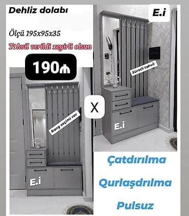 stull: Dehliz dolabı – ölçü 195×95×35 sm - Asma paltarlar üçün çoxsaylı — 1