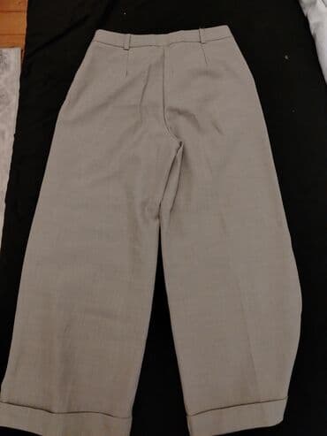 Dəstlər, kostyumlar: Bej rəngli klassik şalvar - Model: Yüksək belli, ön hissədə ikili qat — 2