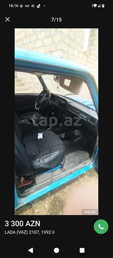 011 maşını: LADA (VAZ) 2107 – 1992 il Qiymət: 3 300 AZN - Kuzov: sedan, mavi — 8