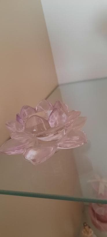 Bənövşəyi çalarda şüşə lotus dəsti - Material: şəffaf bənövşəyi