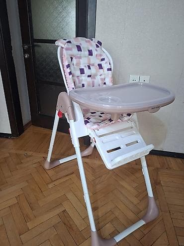 Uşaq yemək stulu – Baby Home - Rəng: ağ çərçivə, pudra/boz-bej — 4