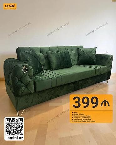 Divan, Açılan, Bazalı, Vеlur parça, Şəhərdaxili pulsuz çatdırılma — 1