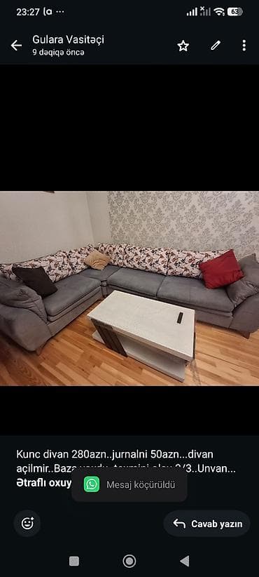 sam: Kunc divan 280azn. jurnalni 50azn. divan açilmir. Baza yoxdu. texmini — 1