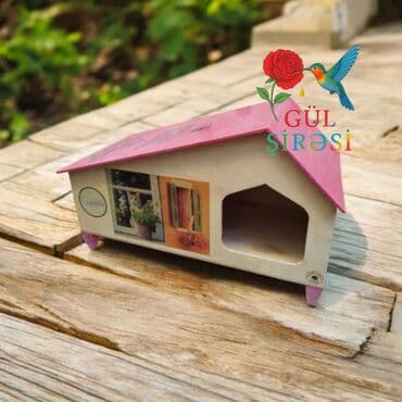 купить домик для кота: Taxta pişik evi – “Burada yerim rahatdır” yazılı - Material — 31