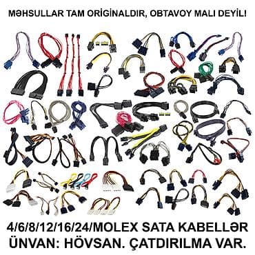 2ci el planset: 4/6/8/12/24pin/Molex/SATA Kabellər SAYLA ALANA VƏ USTALARA TOPDAN — 1