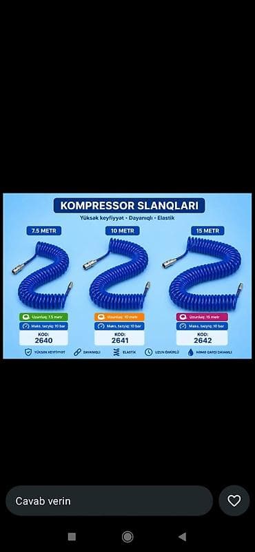 Kompresor şlanqları – yüksək keyfiyyətli, davamlı və elastik spiral