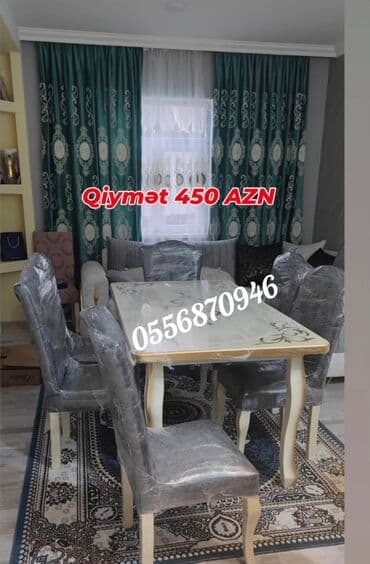 embawood masalar: Qonaq otağı üçün, Yeni, Açılan, Dördbucaq masa, 6 stul — 1